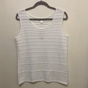NWT White Christopher & Banks Eyelet Sweater tank small runs big